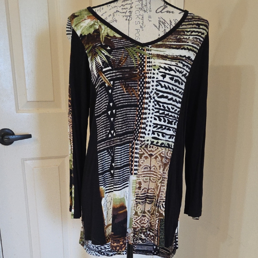 Parsley & Sage Artistic Black and Brown Tunic